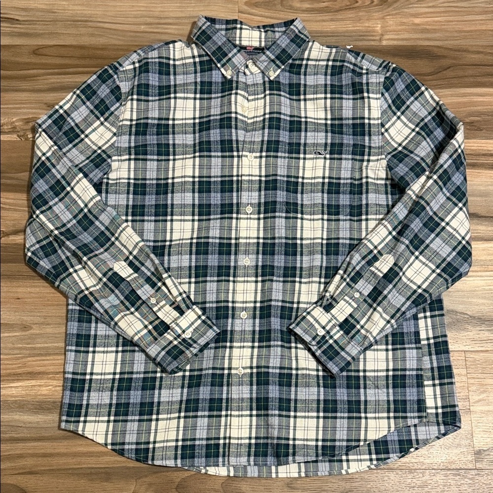 Vineyard Vines Performance Slim Fit Tucker Button Up Shirt Men’s XL Green Plaid
